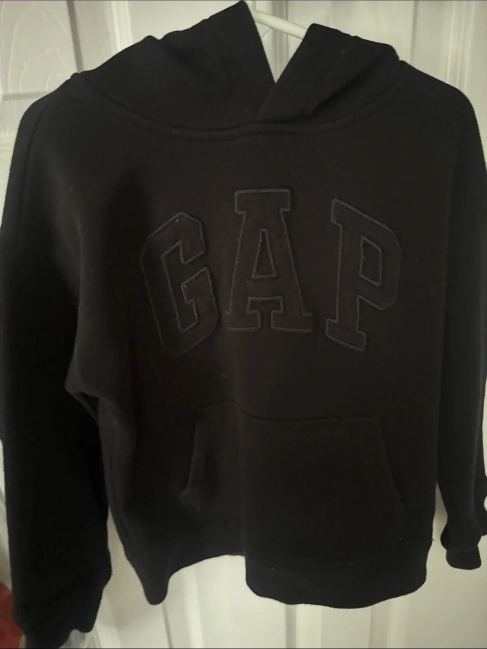 GAP Black Pullover Hoodie with Raised Logo